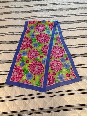 Vintage Lilly Pulitzer Floral Silk Scarf 2005 Ford Breast Cancer Awareness EUC